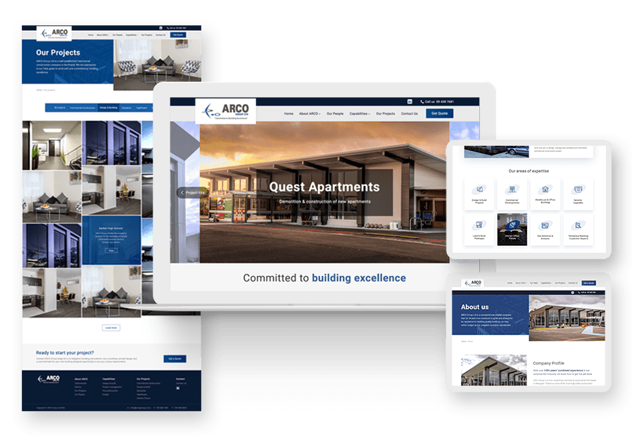Rafeliottonma created the website for construction company ARCO to present their services
